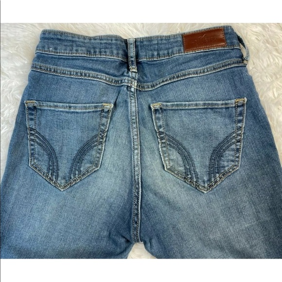 Hollister High Rise Super Skinny Jeans Sz 1 25x30 Super Distressed Denim - Picture 4 of 11